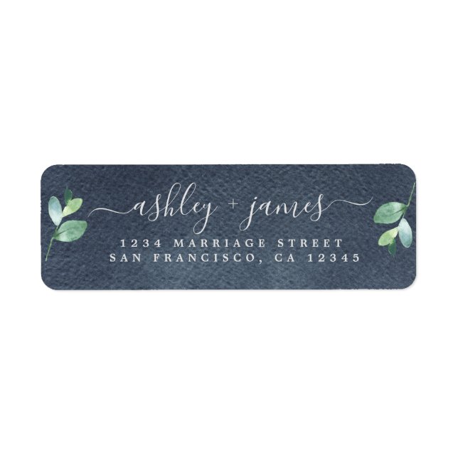 Chic Script Green Foliage Mariage Adresse de retou (Devant)