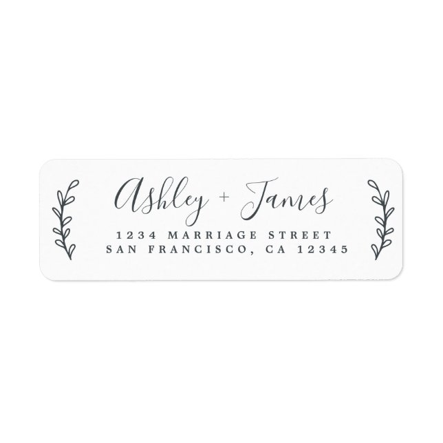 Chic Script Green Foliage Wedding Return Address (Front)