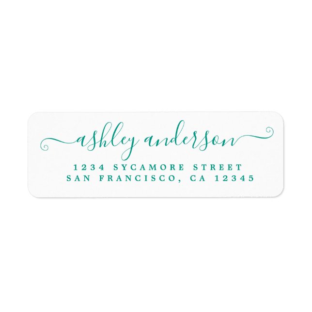 Chic Script Green Ink Name Return Address Label (Front)