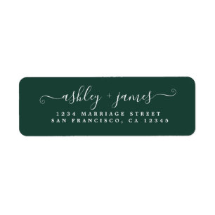 Chic Script Green Mariage Adresse de retour