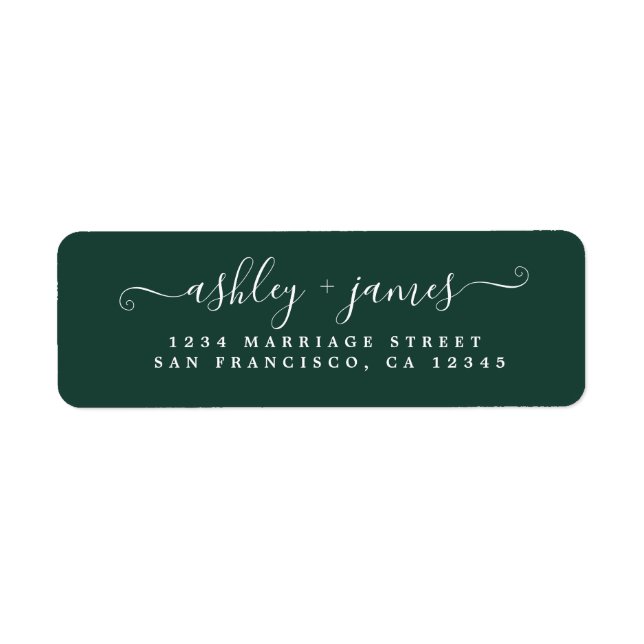 Chic Script Green Mariage Adresse de retour (Devant)