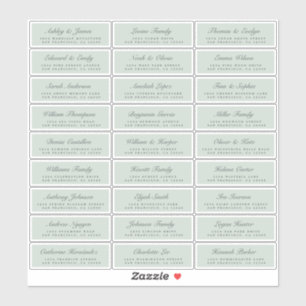 Chic Script Green Mariage Étiquette de adresse inv