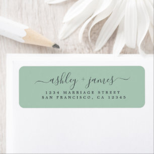 Chic Script Green Wedding Return Address