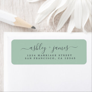 Chic Script Green Wedding Return Address