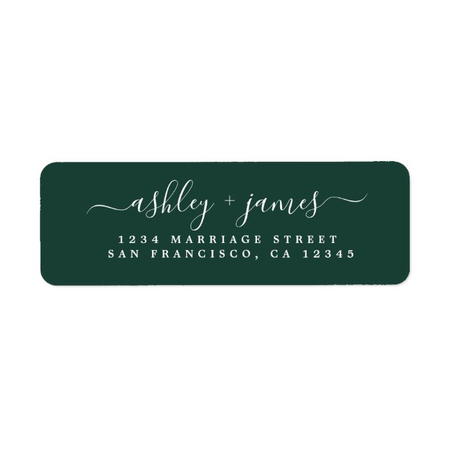 Chic Script Green Wedding Return Address Label (Front)