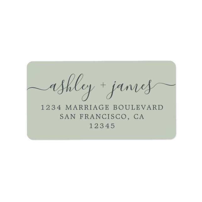 Chic Script Green Wedding Return Address Label (Front)