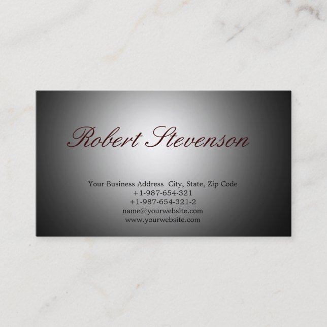 Chic Script Grey Design Business Card (Front)