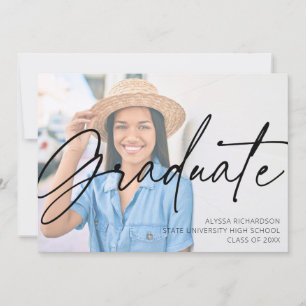 Chic Script H Photo Graduation Party Invitation