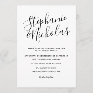 Chic Script Hand Writing Wedding Invite