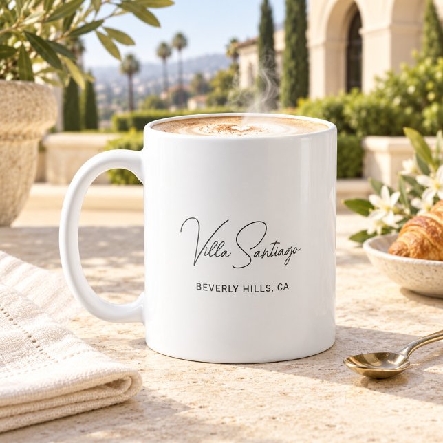 Chic Script Home Residence Name Monogram Coffee Mug (Creator Uploaded)