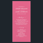 Chic Script Hot Pink Simple Minimal Wedding Program<br><div class="desc">Elegant minimal wedding program with white chic script calligraphy and modern typography on a hot pink background. Simply add your wedding program details. Exclusively designed for you by Happy Dolphin Studio. If you have any questions or requests, please contact us at happydolphinstudio@outlook.com. We're happy to help you make your wedding...</div>