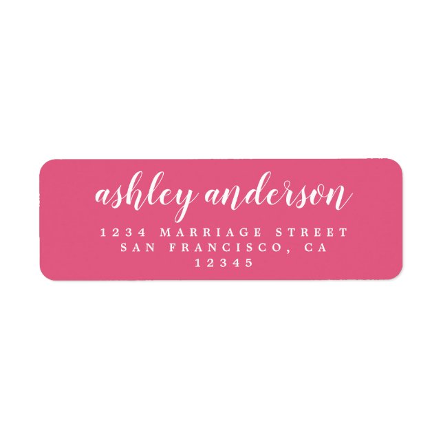 Chic Script Hot Pink Wedding Return Address (Front)