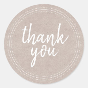 Chic Script Kraft Paper Thank You Gift Label