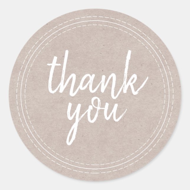 Chic Script Kraft Paper Thank You Gift Label (Front)