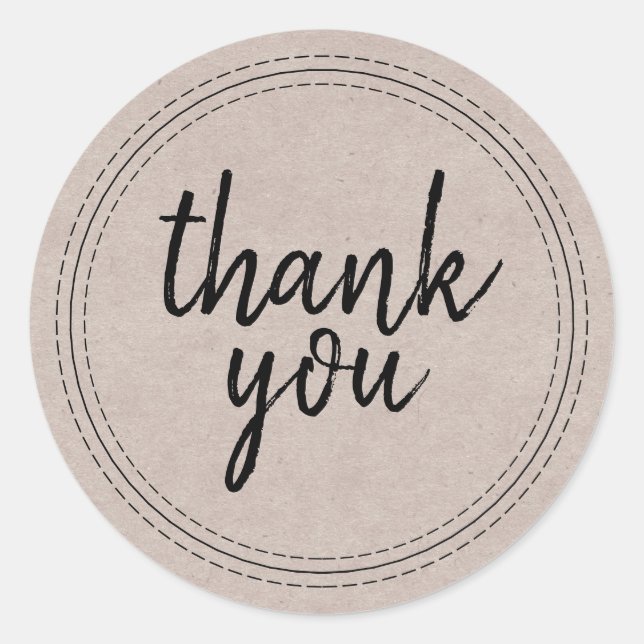 Chic Script Kraft Paper Thank You Gift Label (Front)