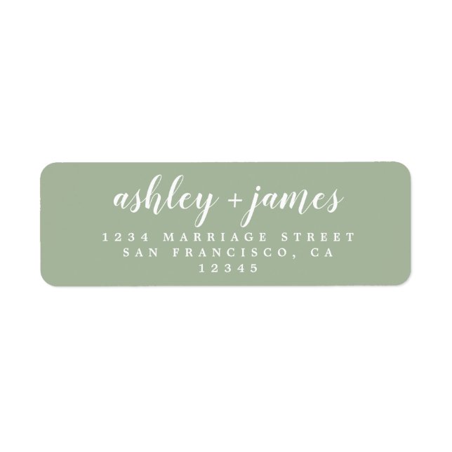 Chic Script Laurel Green Mariage Adresse de retour (Devant)