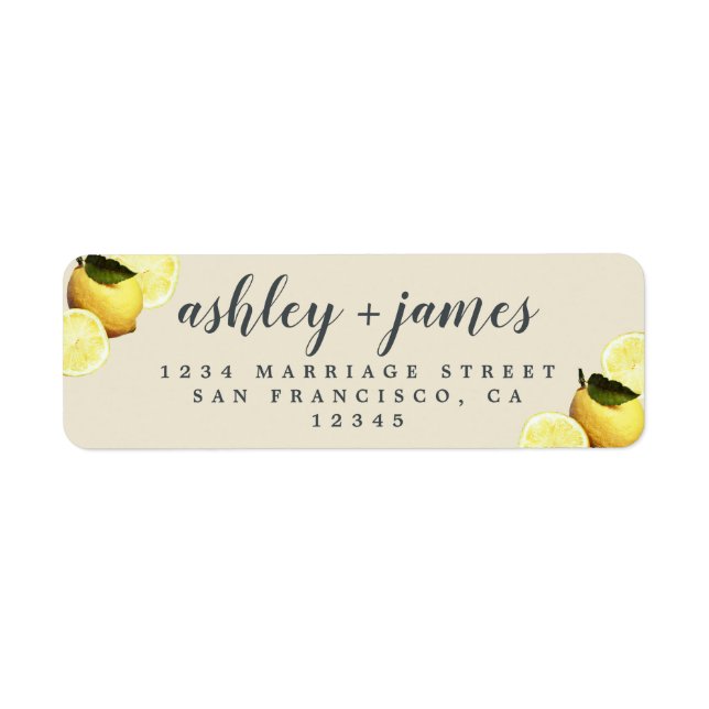 Chic Script Lemon Slice Mariage Adresse de retour (Devant)