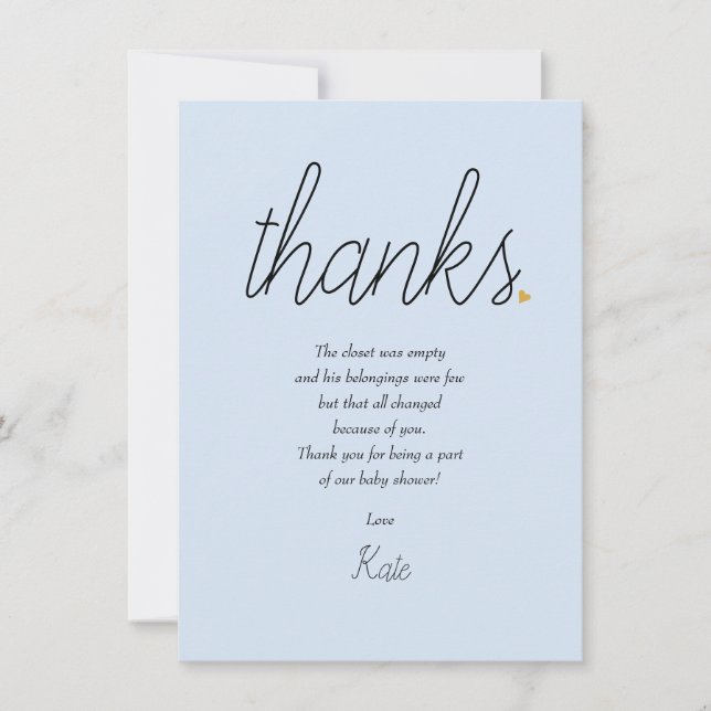 Chic Script Love Heart Baby Boy Thank You Poem (Front)