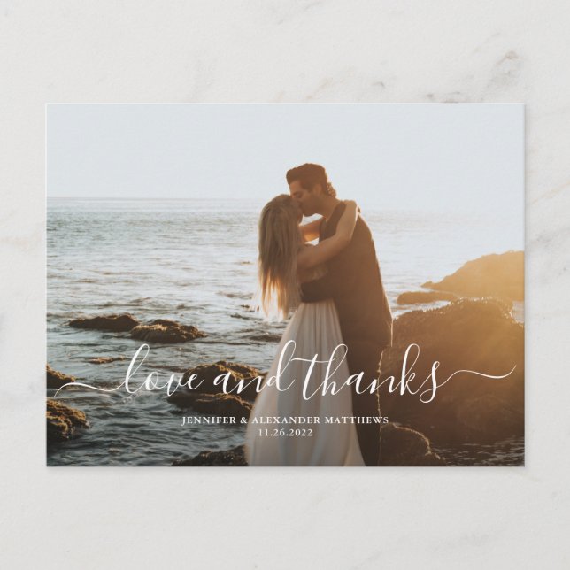 Chic Script Love Wedding Thank You  Photo Postcard (Front)