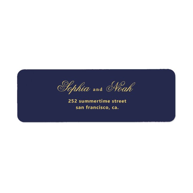 Chic script marine or mariage adresse de retour (Devant)