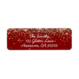Chic Script Maroon Glitter Wedding Return Address