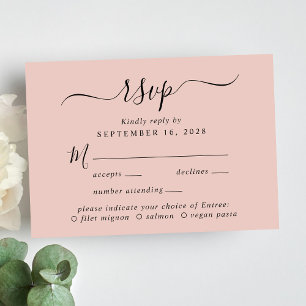 Chic Script Menu Choice Blush Pink Wedding RSVP