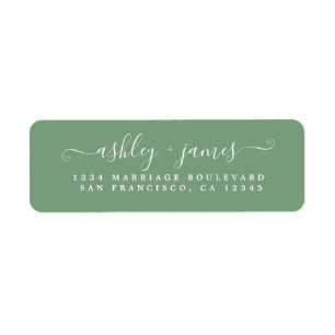 Chic Script Mineral Green Mariage Adresse de retou