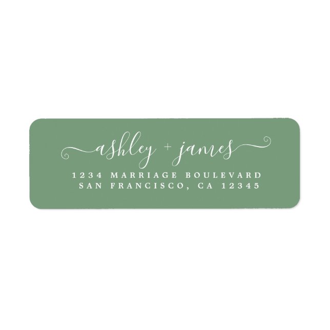 Chic Script Mineral Green Wedding Return Address (Front)