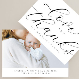 Chic Script Minimal Amour Merci Photo Baby Shower