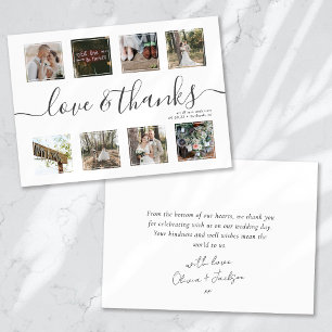 Chic Script Modern Photo Collage Mariage Merci