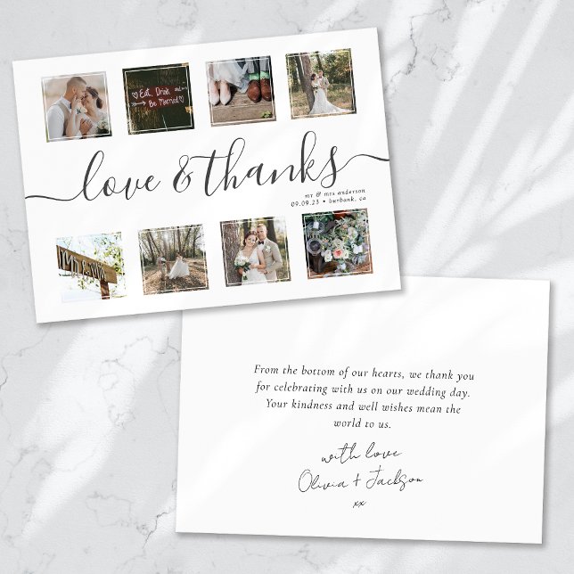 Chic Script Modern Photo Collage Wedding Thank You (Creator Uploaded)