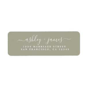 Chic Script Moss Grey Mariage Adresse de retour