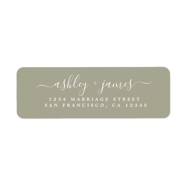 Chic Script Moss Grey Mariage Adresse de retour (Devant)