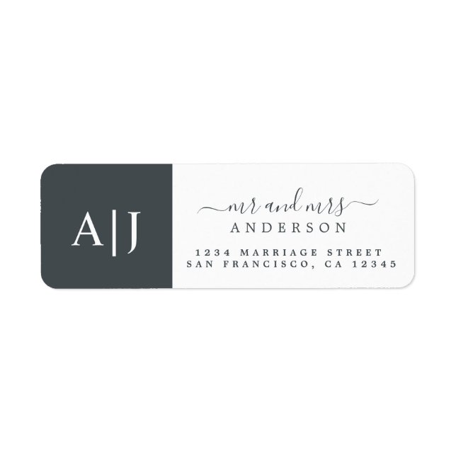 Chic Script Mr Mrs Monogram Return Address (Front)