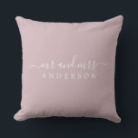 Chic Script Mr Mrs Pastel Purple Newlywed Monogram Throw Pillow<br><div class="desc">Chic, modern monogrammed pastel purple pillow with the text Mr and Mrs in white elegant script. Simply add your married name. Perfect gift for the newlywed couple. Exclusively designed for you by Happy Dolphin Studio. If you need any help or matching products please contact us at happydolphinstudio@outlook.com. We're happy to...</div>