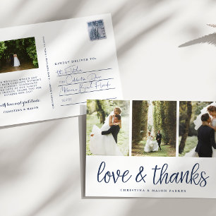 Chic Script   Multi Wedding Photo Thank You Postcard