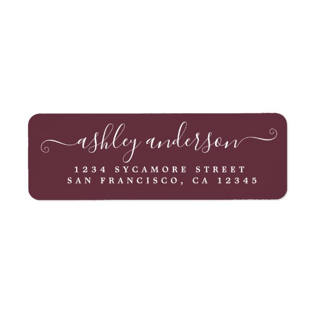 Chic Script Name Burgundy Return Address (Front)