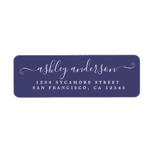 Chic Script Name Navy Blue Return Address Label