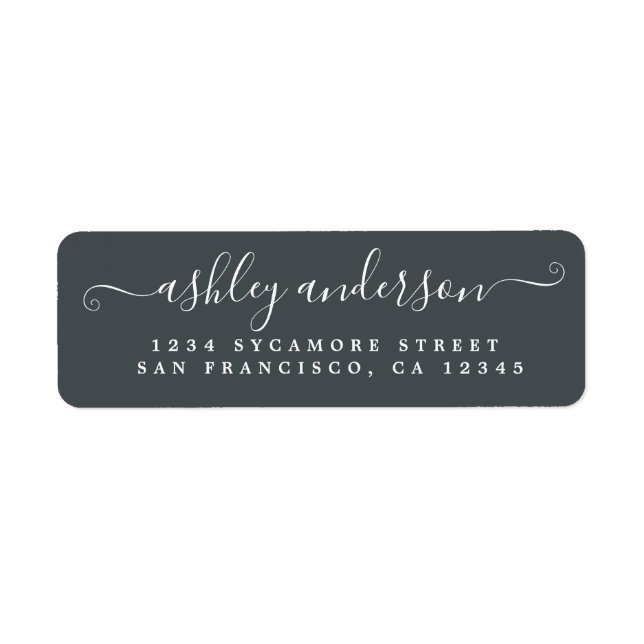 Chic Script Name Off-Black Return Address (Front)