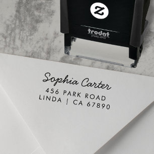Chic Script Name Return Address Modern Minimalist Self-inking Stamp