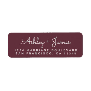 Chic Script Names Burgundy Return Address