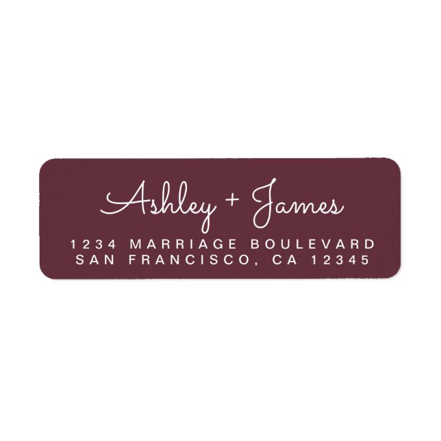 Chic Script Names Burgundy Return Address (Front)