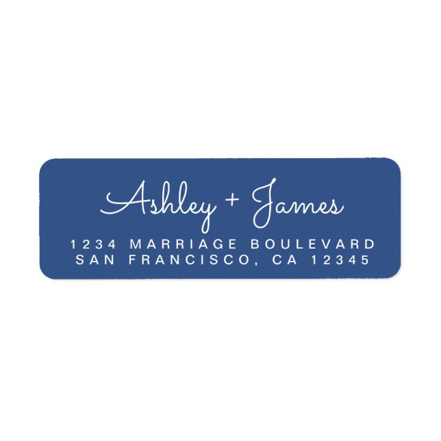 Chic Script Names Classic Blue Return Address (Front)
