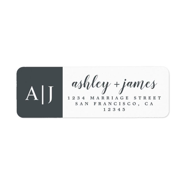 Chic Script Names Monogram Mariage Adresse de reto (Devant)