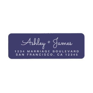 Chic Script Names Navy Blue Return Address