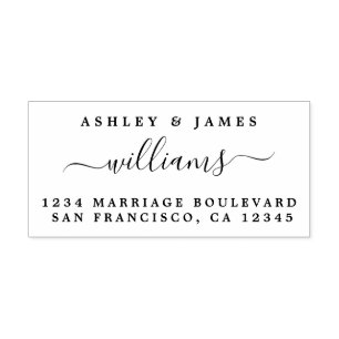 Chic Script Names Newlywed Surname Return Address Self-inking Stamp