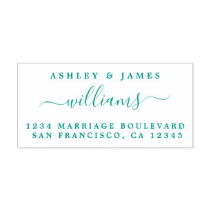 Chic Script Names Newlywed Surname Return Address Self-inking Stamp
