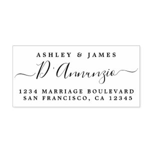 Chic Script Names Newlywed Surname Return Address Self-inking Stamp
