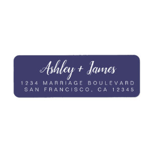 Chic Script Navy Blue Mariage Adresse de retour