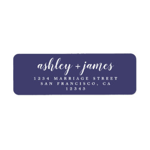 Chic Script Navy Blue Mariage Adresse de retour